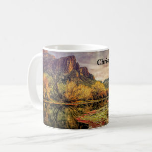 Arizona River Sonoran Desert Mountains Digital Art Kaffemugg