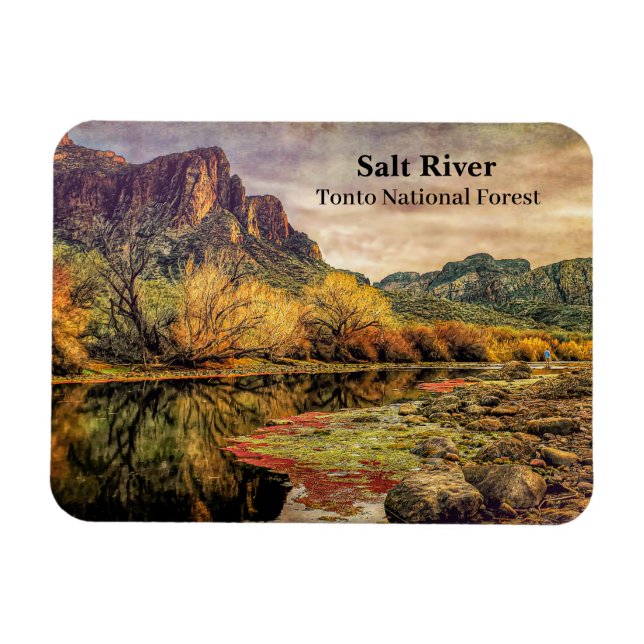 Arizona River Sonoran Desert Mountains Digital Art Magnet (Horisontell)