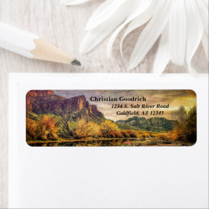 Arizona River Sonoran Desert Mountains Digital Art Returadress Etikett