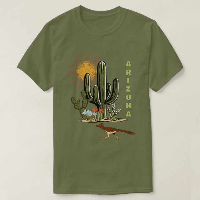 Arizona Roadrunner Desert Cactus T Shirt (Design framsida)