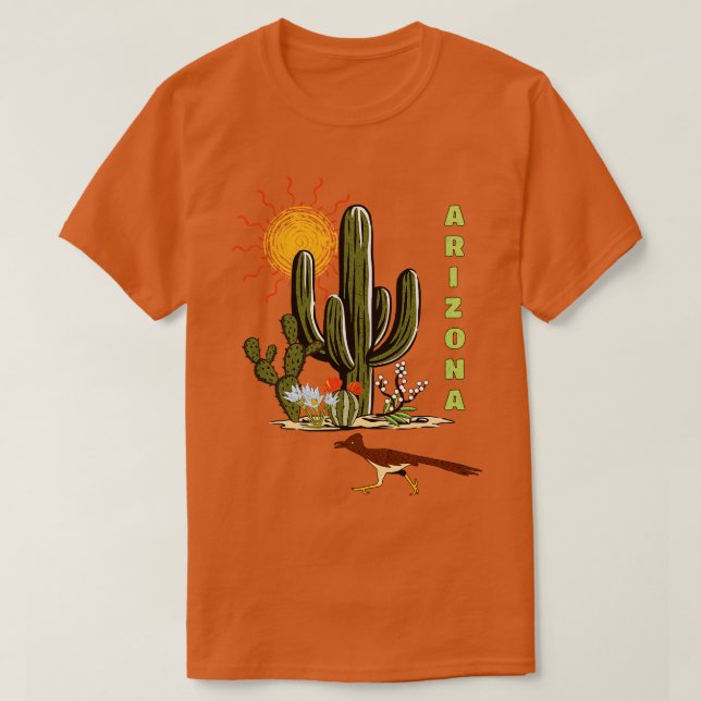 Arizona Roadrunner Desert Cactus TShirt T Shirt (Design framsida)