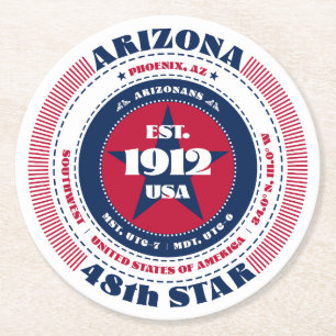 Arizona Rött vitt blått Typografi Underlägg Papper Rund