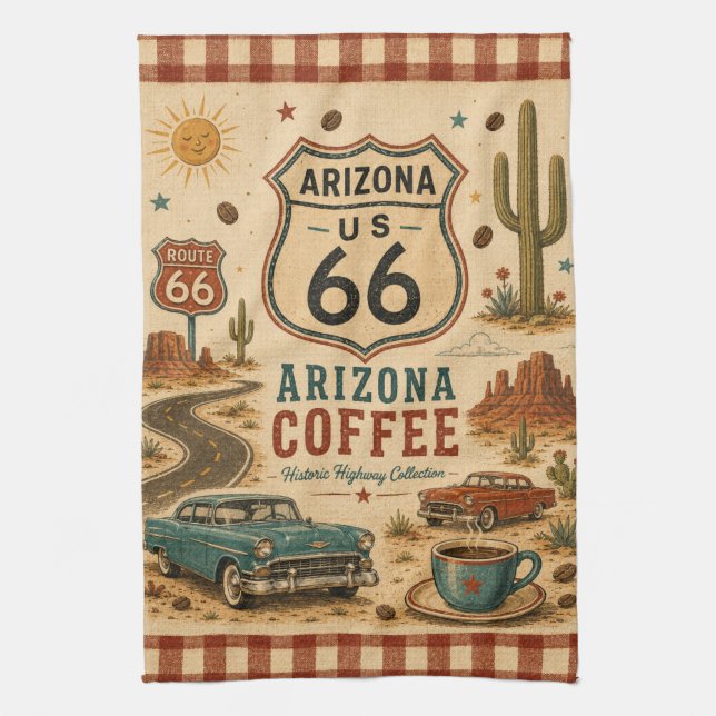 Arizona Route 66 Desert Diner Roadside-stil Kökshandduk (Vertikal)
