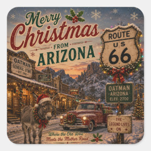 Arizona Route 66 juldekal Fyrkantigt Klistermärke