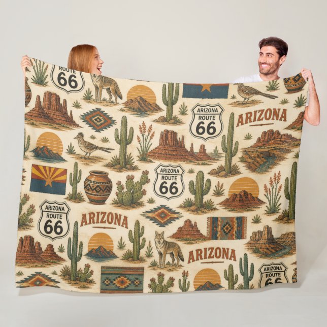 Arizona Route 66 Öken Drömmar Fleecefilt (På plats)
