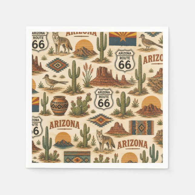 Arizona Route 66 Ökenbord stil Pappersservett (Framsidan)