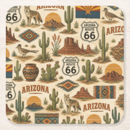 Arizona Route 66 Ökensnuttar Underlägg Papper Kvadrat