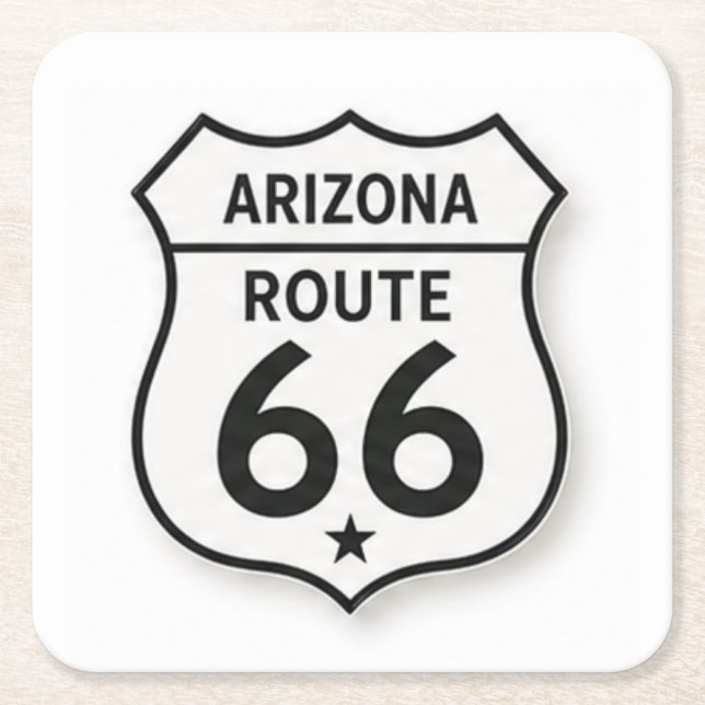 Arizona Route 66 Retro White Shield Bricka Underlägg Papper Kvadrat (Framsidan)