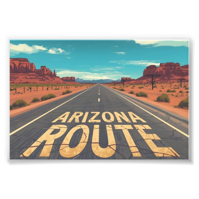 Arizona Route Desert Road Graphic Art Fototryck (Framsidan)