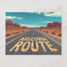 Arizona Route Desert Road Graphic Art Vykort