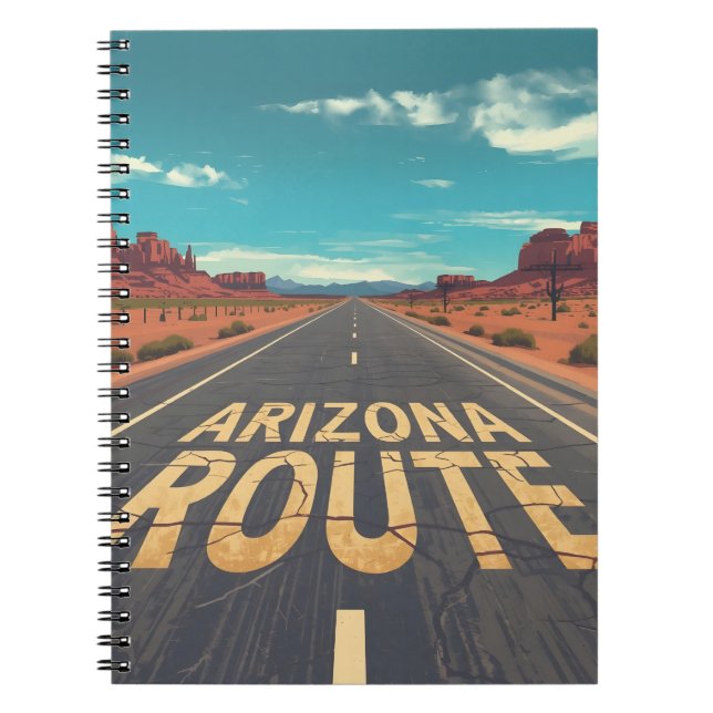 Arizona Route Öken Vägg Grafik Konst Anteckningsbok (Framsidan)