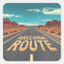 Arizona Route Öken Vägg Grafik Konst Fyrkantigt Klistermärke