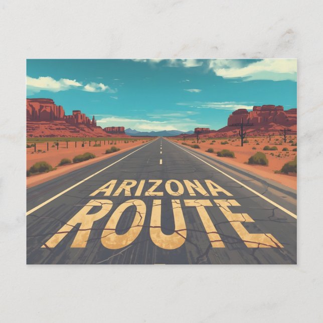 Arizona Route Öken Vägg Grafik Konst Helg Vykort (Framsida)