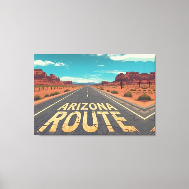 Arizona Route Ökenvägs Grafisk Konst Canvastryck (Framsida)