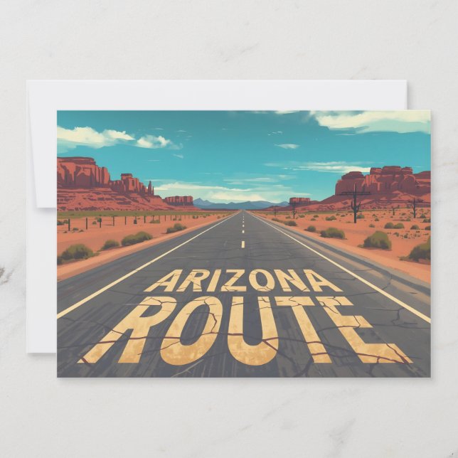 Arizona Route Ökenvägs Grafisk Konst Julkort (Framsida)