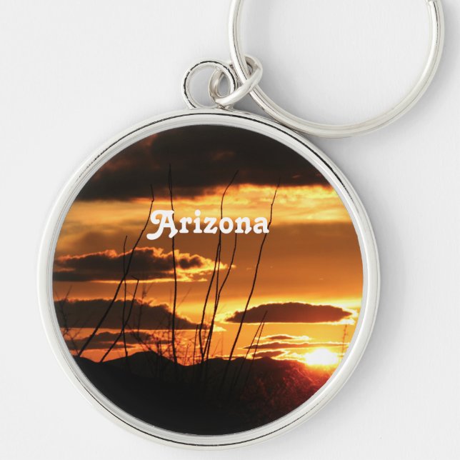 Arizona Rund Silverfärgad Nyckelring (Framsidan)