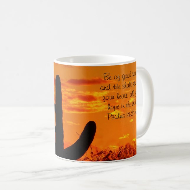 Arizona Saguaro Cacti med Bright Orange Solnedgång Kaffemugg (Framsida höger)
