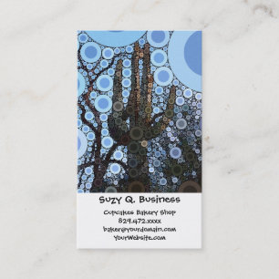 Arizona Saguaro Cactus Concentric Circle Mosaic Visitkort