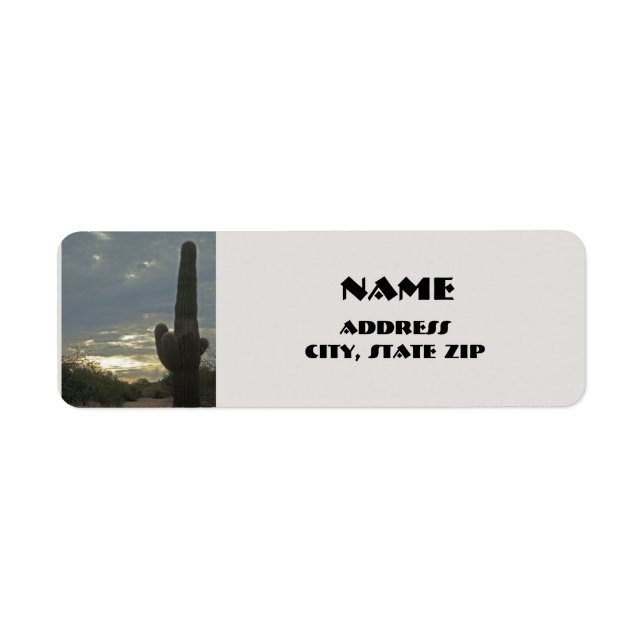Arizona Saguaro Cactus Desert Plant Southwest Returadress Etikett (Framsidan)