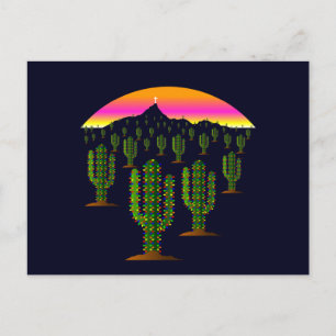 Arizona Saguaro Cactus jul Ljus vid Sunset Helg Vykort