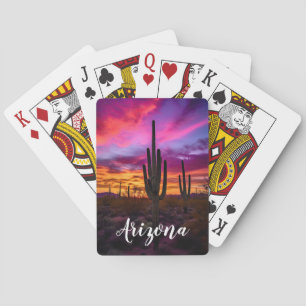 Arizona Saguaro Cactus Southwest Desert Sunset Casinokort