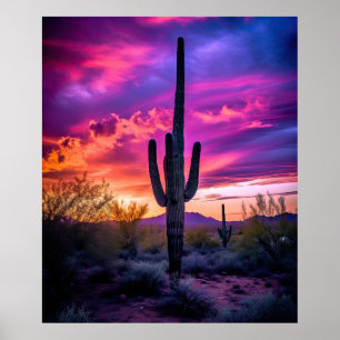 Arizona Saguaro Cactus Southwest Desert Sunset Poster