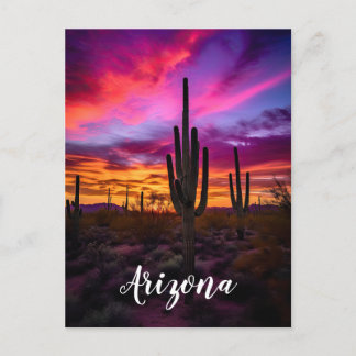 Arizona Saguaro Cactus Southwest Desert Sunset Vykort