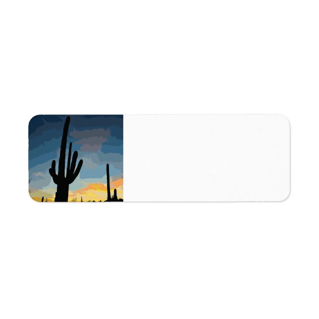 Arizona Saguaro Cactus Southwest Sunset Returadress Etikett (Framsidan)