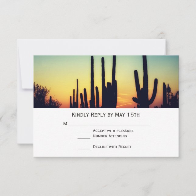 Arizona Saguaro Cactus Sunset Bröllop OSA Card Kort (Framsida)