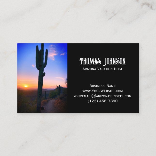 Arizona Saguaro Cactus Sunset Personlig Visitkort (Framsida)