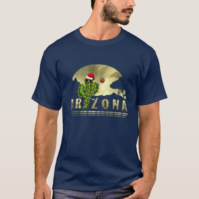 Arizona Saguaro Jul Ljus T Shirt (Framsida)