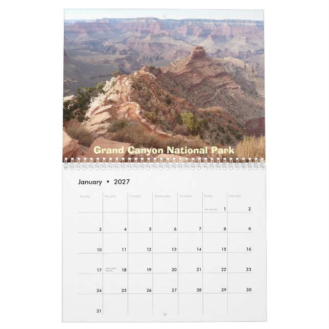 Arizona sakkunnigställen kalender (Jan 2027)