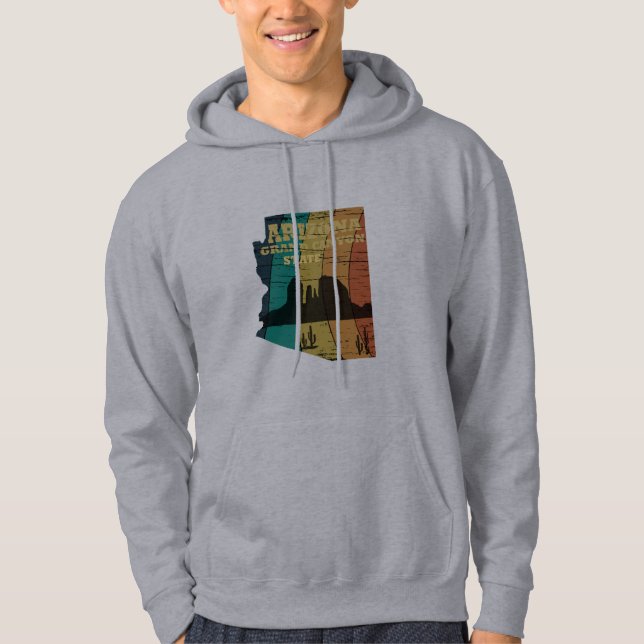 Arizona Sedona karta grand canyon liggande retro Hoodie (Framsida)
