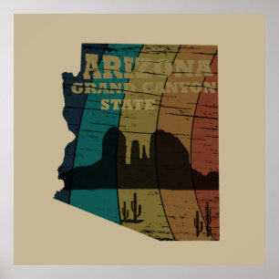 Arizona Sedona karta grand canyon liggande retro Poster