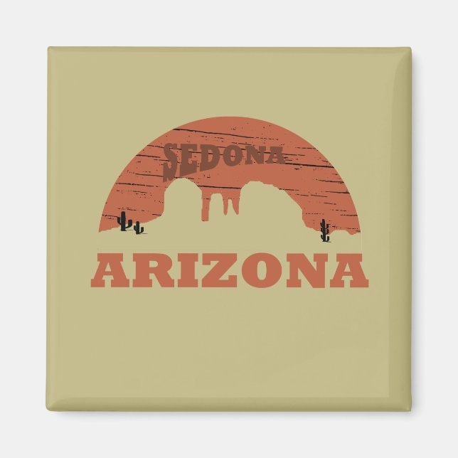 Arizona sedona liggande liggande vintage az retro magnet (Framsidan)