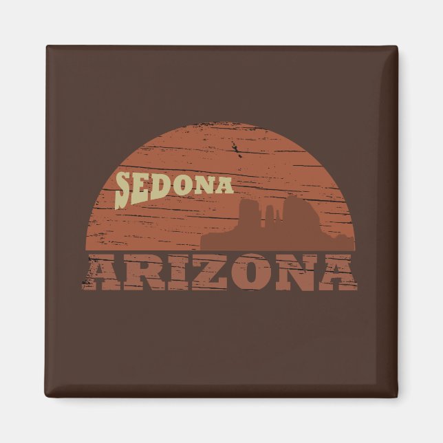 Arizona Sedona liggande vintage az retro Magnet (Framsidan)