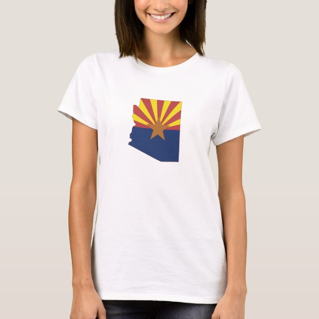 Arizona Silhouette Karta Shaped Statlig flagga Tee Shirt (Framsida)