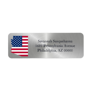 Arizona Silver American Flagga Patriotic Returadress Etikett