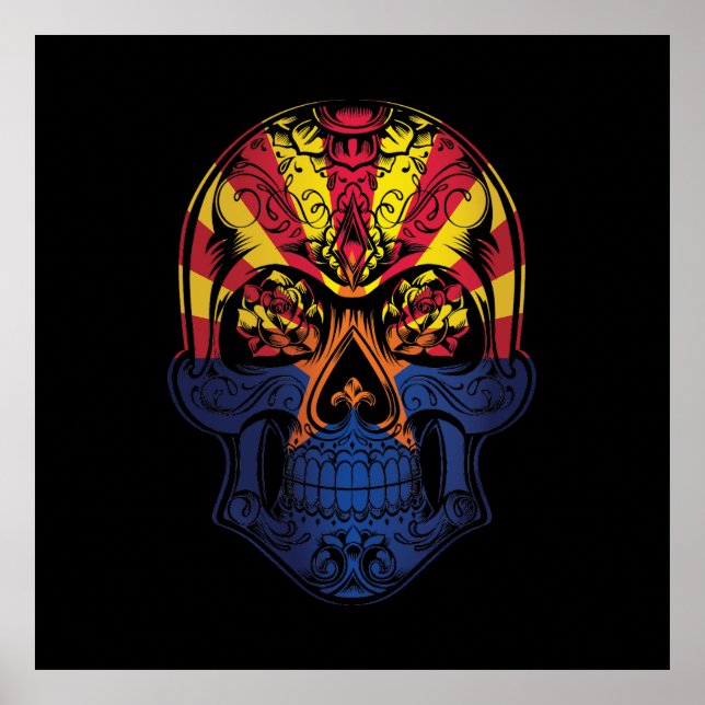 Arizona Skull och Ro Flagga Poster (Framsidan)