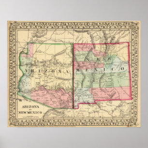 Arizona som är ny - mexico karta av Mitchell Poster
