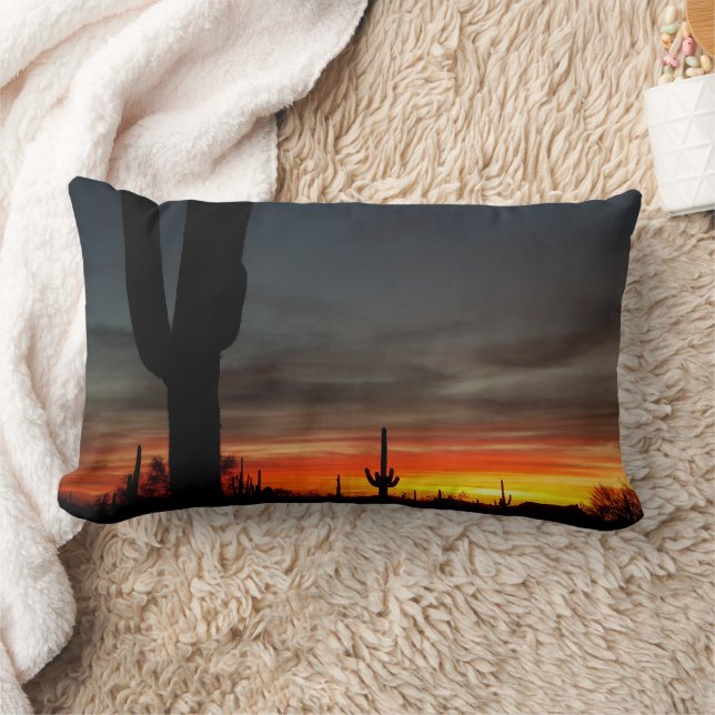 Arizona Sonoran Desert Sunset / Saguaro Cactus Lumbarkudde (Filt)