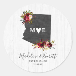 Arizona State Destination Rustic Monogram Bröllop Runt Klistermärke