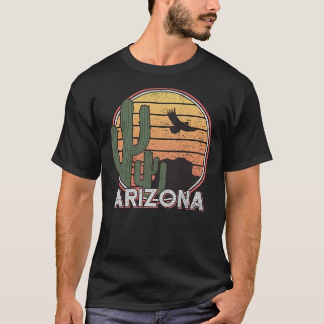 Arizona State Gift Souvenir Retro Arizona Cactus  T Shirt (Framsida)
