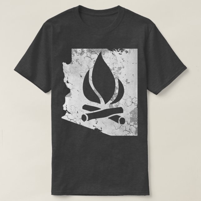 Arizona State Karta Camping Camp Fire Camper Outrs T Shirt (Design framsida)