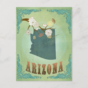 Arizona State Karta - Grönt Vykort