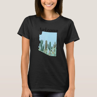 Arizona State Map Kaktus Trädgård T Shirt