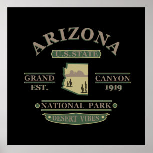 arizona state map poster