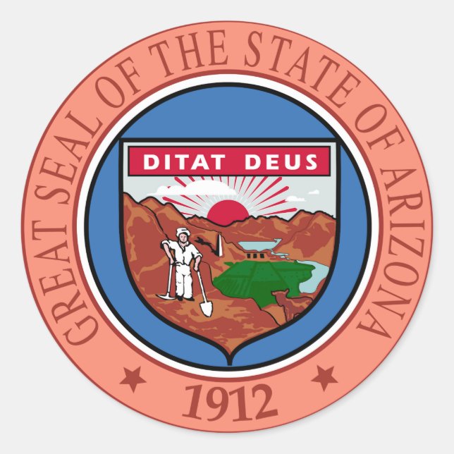 Arizona State Seal Runt Klistermärke (Framsida)