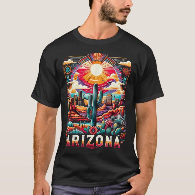 Arizona State Shirt Az Retro Desert Cactus Family T (Framsida)