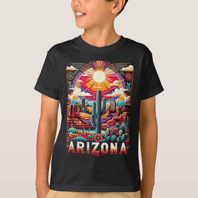 Arizona State Shirt Az Retro Desert Cactus Family T Shirt (Framsida)